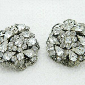 Original By Robert Clear Rhinestone Silver Earring